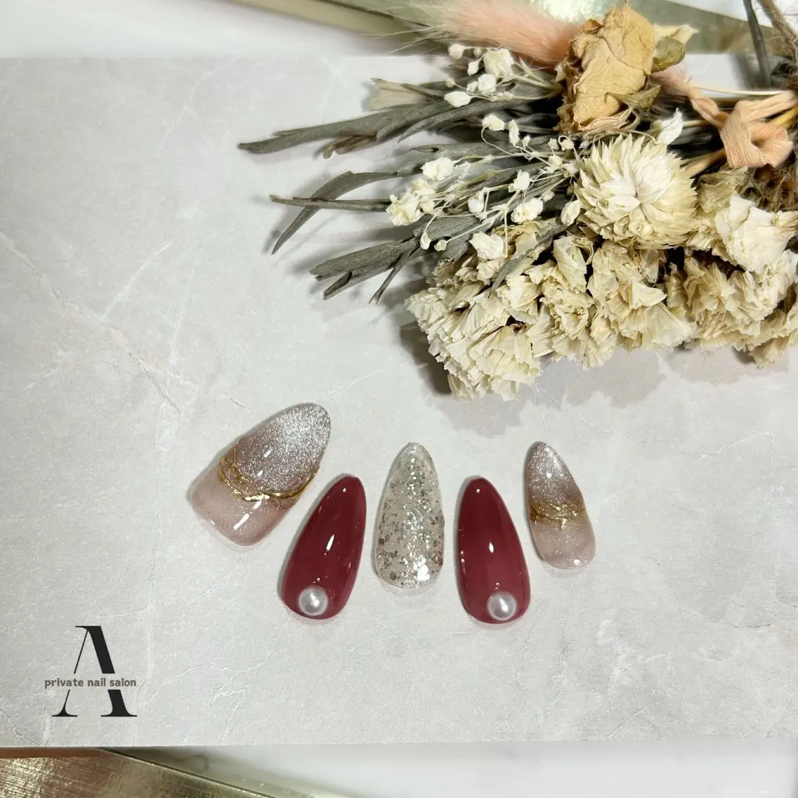 ネイル マグネットネイル ミラーネイル ニュアンスネイル シンプルネイル 冬ネイル Ａ private nail salonのネイルデザイン