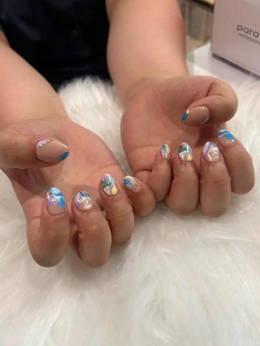 ネイル 成人式 長さ出し 韓国ネイル ショートネイル ハンドネイル ♡ハイトーン★ ネイル/しの♡のヘアスタイル