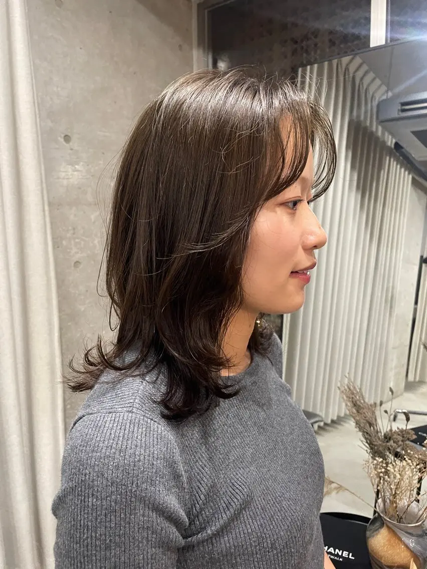 ミディアム カラー カット ヘアカラー トリートメント 表参道🌿赤み消し カラー/チナツのヘアスタイル