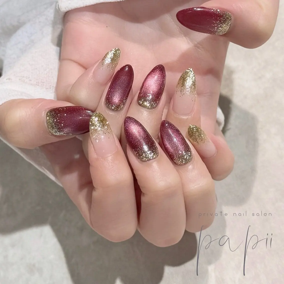 ネイル 赤色 シンプルネイル ハンドネイル papii☆ kurodaのネイルデザイン