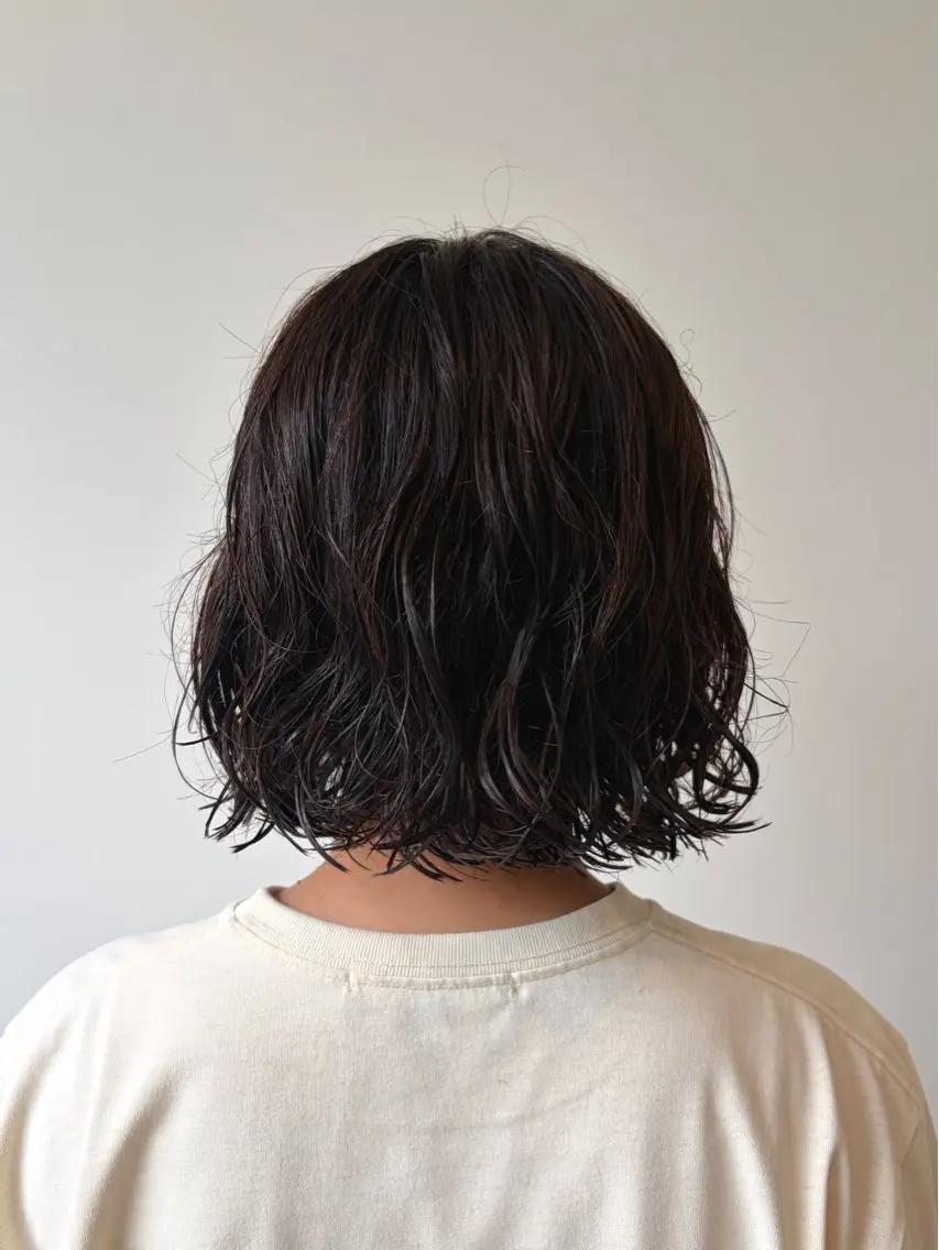 ミディアム パーマ ミディアムパーマ ボブ カット パーマ ひまり🌻| カットモデル募集中のヘアスタイル