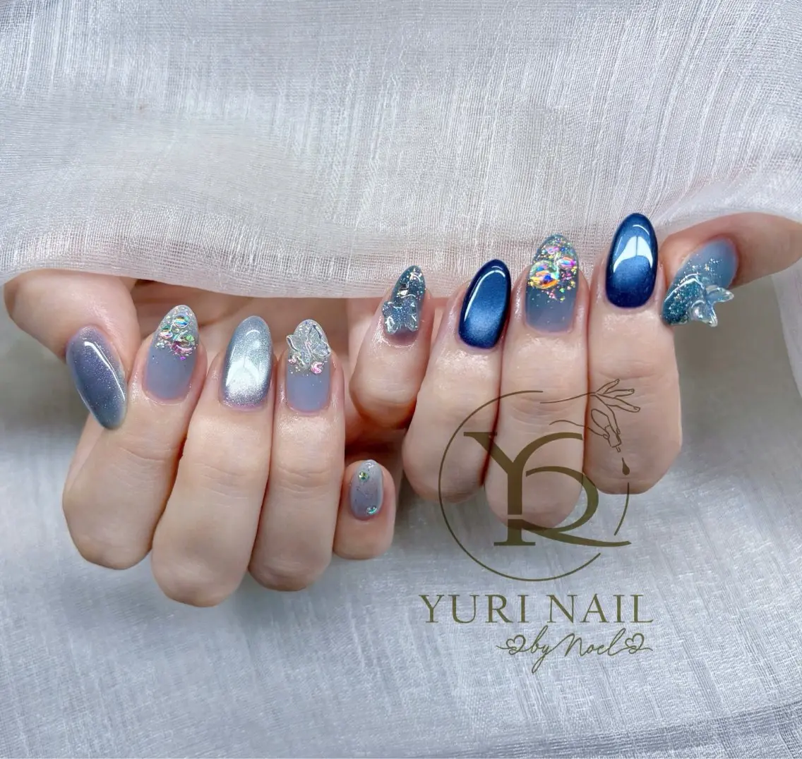 ネイル チークネイル フットネイル フレンチネイル 韓国ネイル マグネットネイル YURI Nail Funabashiのネイルデザイン