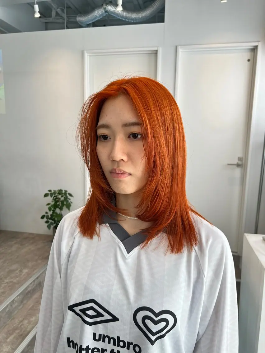 カラー ブリーチ ケアブリーチ ハイトーンカラー ハイトーンオレンジ オレンジ ヘアカラー 山本 晶大のヘアスタイル