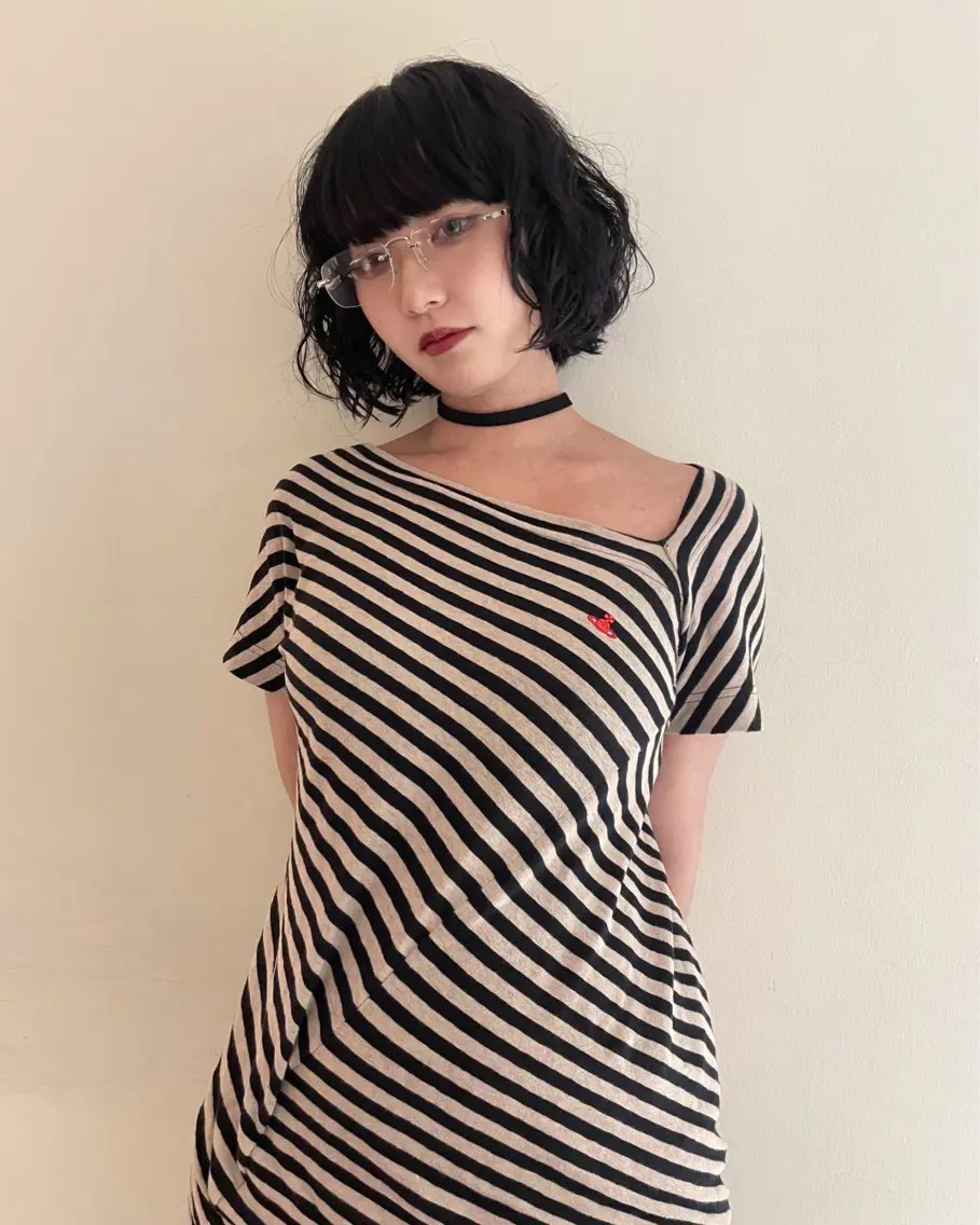 ショート カラー パーマ 黒髪 似合わせヘア🪶 表参道／remiのヘアスタイル