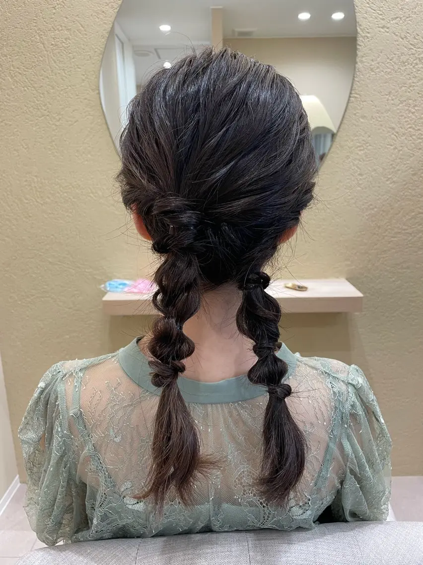 セミロング ヘアアレンジ ヘアセット ユ ミのヘアスタイル