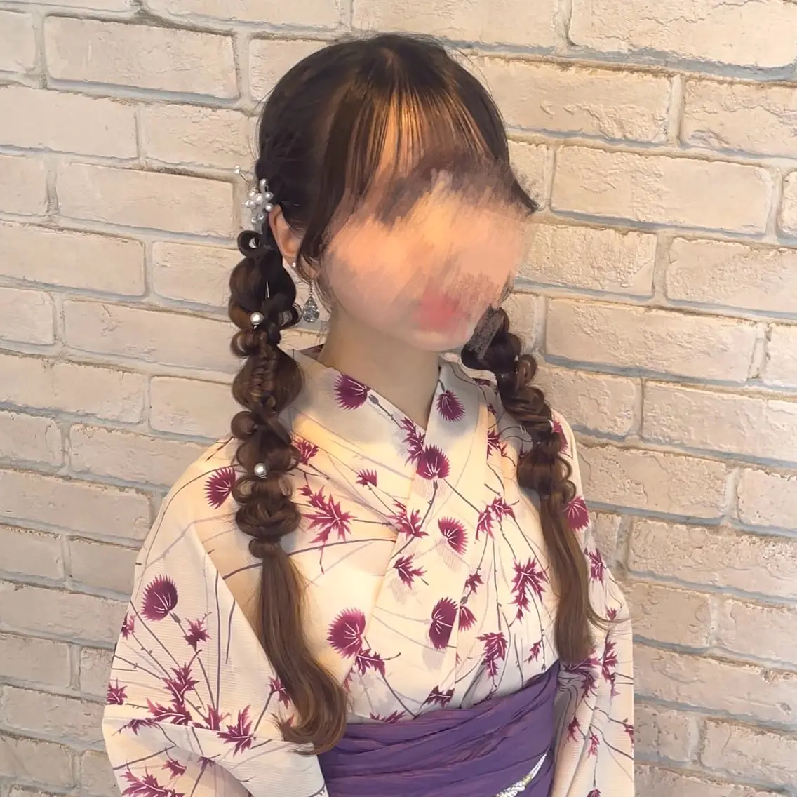 ヘアアレンジ 浴衣 横浜パーマ🌐ボブ✨ 暖色カラーもえかのヘアスタイル