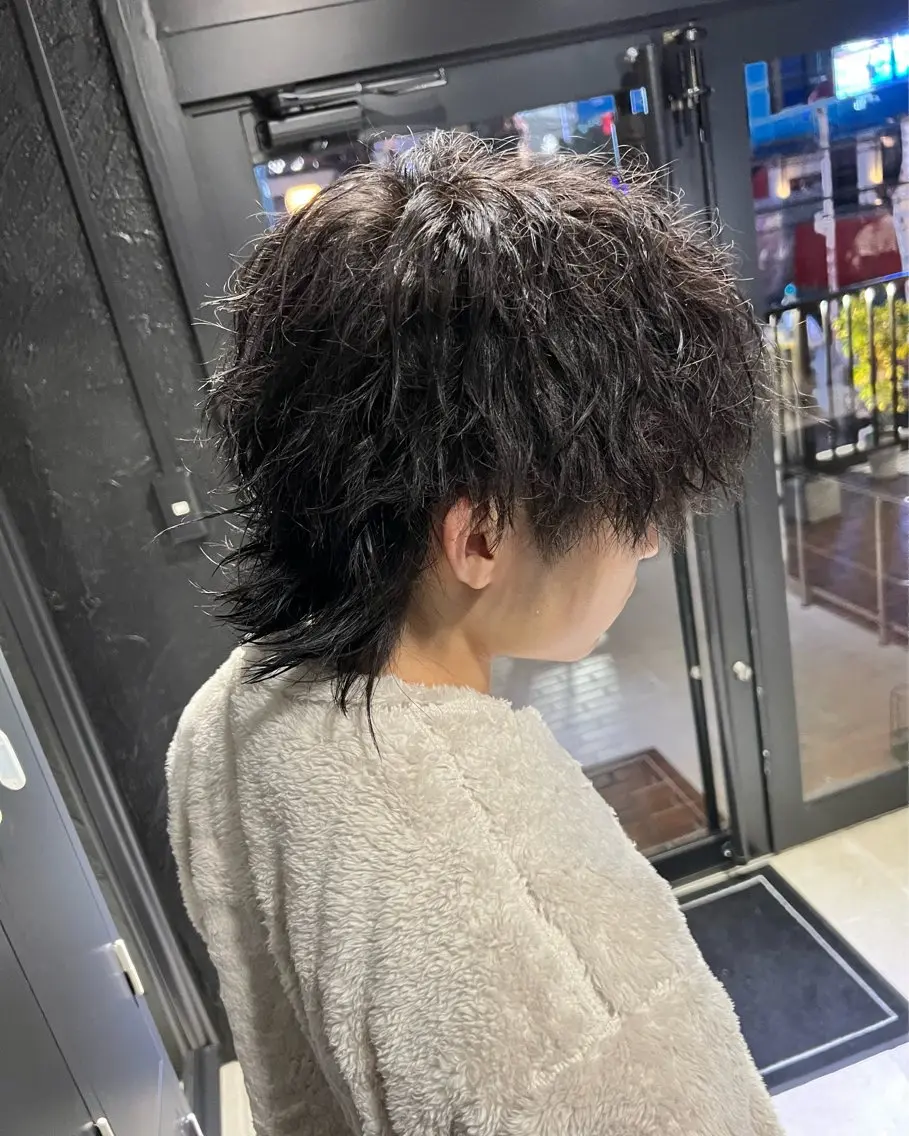 ミディアム パーマ メンズ ミディアムパーマ マッシュウルフ マッシュ メンズパーマ ツイストスパイラルパーマ カット パーマ 【フェザーパーマ】 【縮毛矯正】鶴田文のヘアスタイル