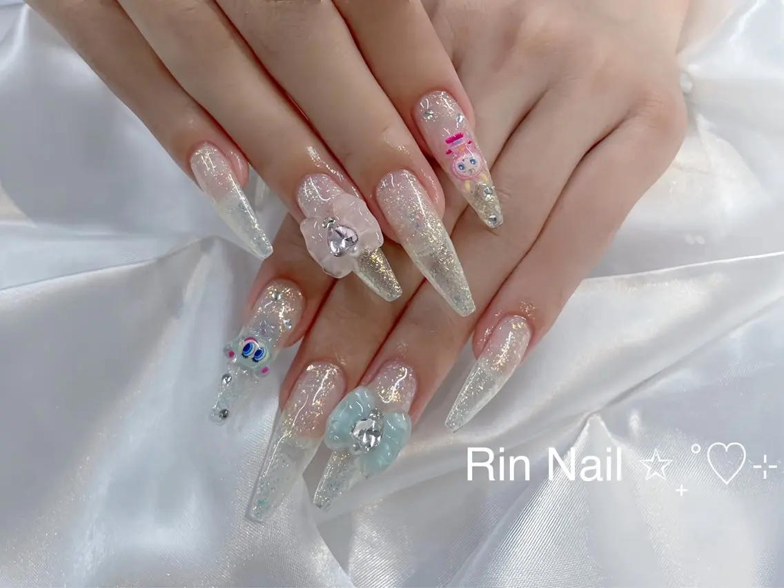 ネイル チークネイル フラッシュネイル フラワーネイル フットネイル ジェルネイル ハンドネイル Rin Nail Shinokuboのネイルデザイン