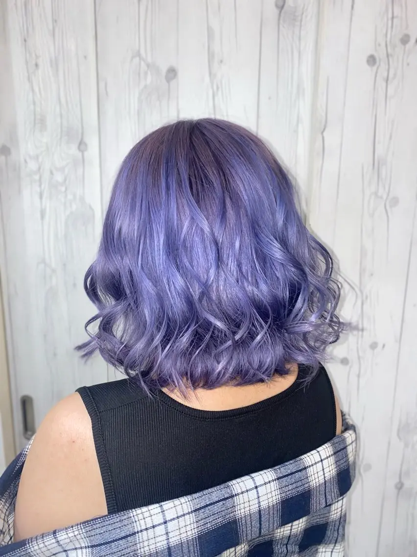 ショート アッシュ パープルカラー ヘアカラー ゆぴ☾‪/推しカラー /ハイトーンのヘアスタイル