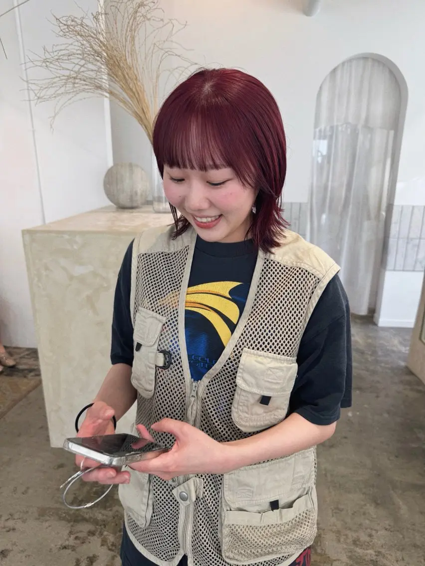 ミディアム カラー アディクシーカラー ブリーチ ダブルカラー オレンジ ボブ スギヤマ ショウゴのヘアスタイル