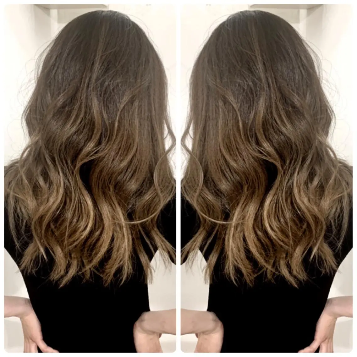 セミロング カラー アッシュ バレイヤージュ ブリーチ デザインカラー グレージュ カット ヘアカラー トリートメント 京都大人女性ショート 徒歩1分/秋山のヘアスタイル