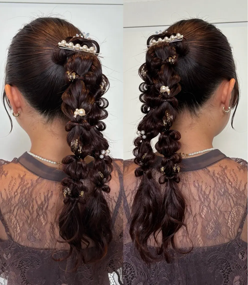 セミロング ヘアアレンジ ヘアセット 高橋 乙葉のヘアスタイル