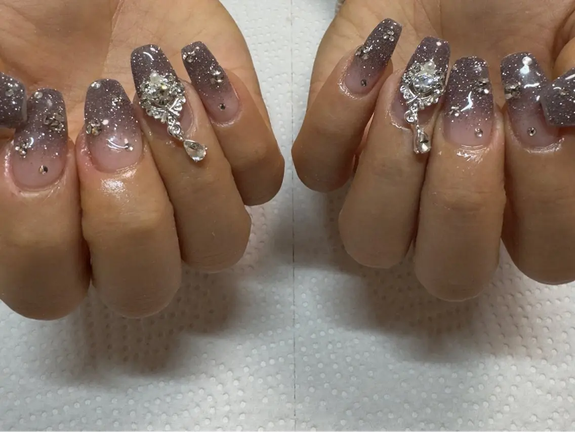 ネイル フラッシュネイル 韓国ネイル マグネットネイル リボン ワンホンネイル MH_ Nailのネイルデザイン