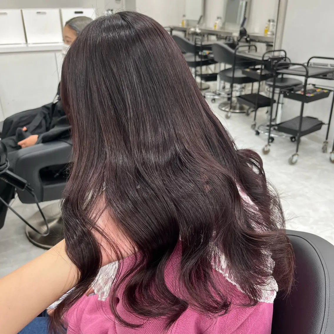 ロング カット ヘアカラー トリートメント ヘアセット 💗韓国暖色ヘア NO.1💗🪽のヘアスタイル