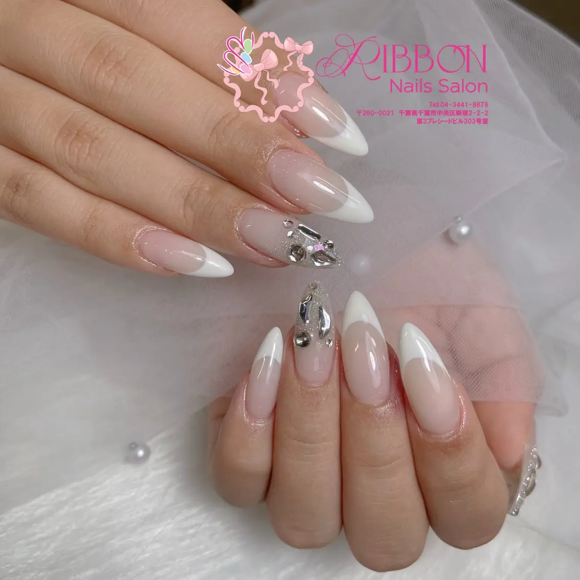 ネイル フットネイル フレンチネイル ジェルネイル マグネットネイル 持ち込み ハンドネイル Ribbonnail salonのネイルデザイン
