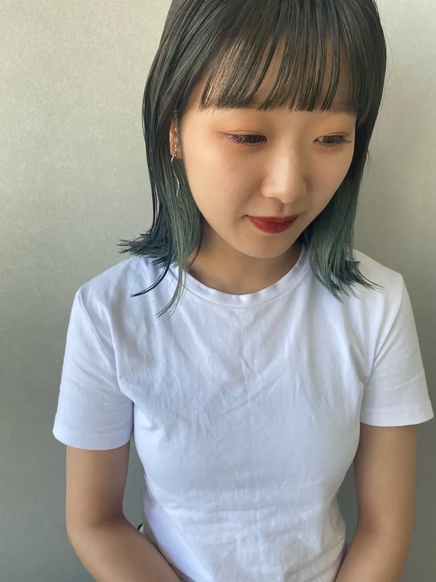ミディアム カラー ブリーチ ダブルカラー インナーカラー ボブ -福岡博多筑紫口- 大津成美のヘアスタイル