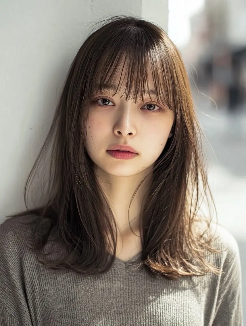 ロング 縮毛矯正 絶対綺麗な暖色カラー 🎯あります✨増渕✨のヘアスタイル