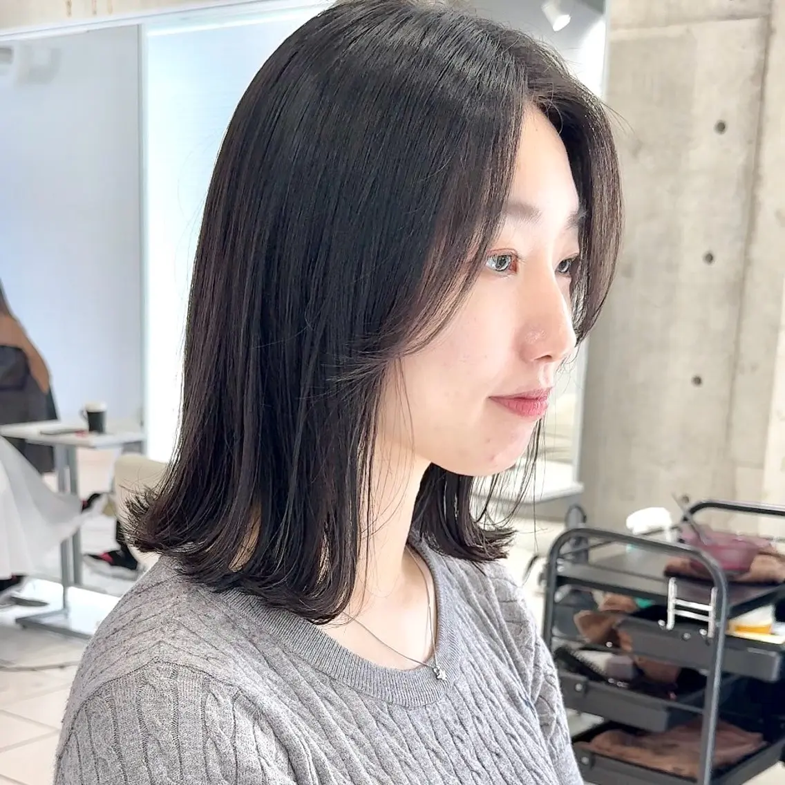 ミディアム カラー ボブ 髪質改善 似合わせカット 縮毛矯正 畔上 尚也のヘアスタイル