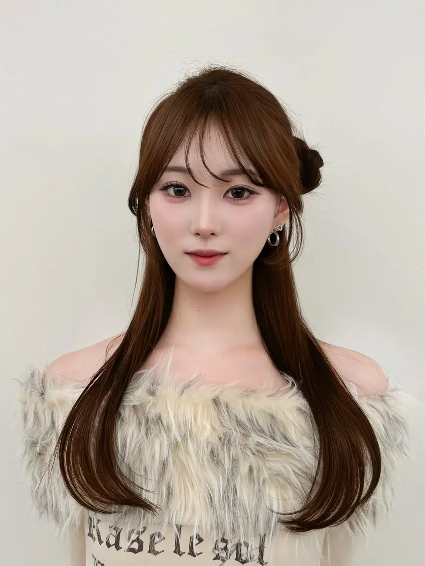 ロング カラー レイヤーカット 小顔カット カット ヘアカラー トリートメント 韓国ヘア/レイヤー/ 顔まわり足立遥奈のヘアスタイル