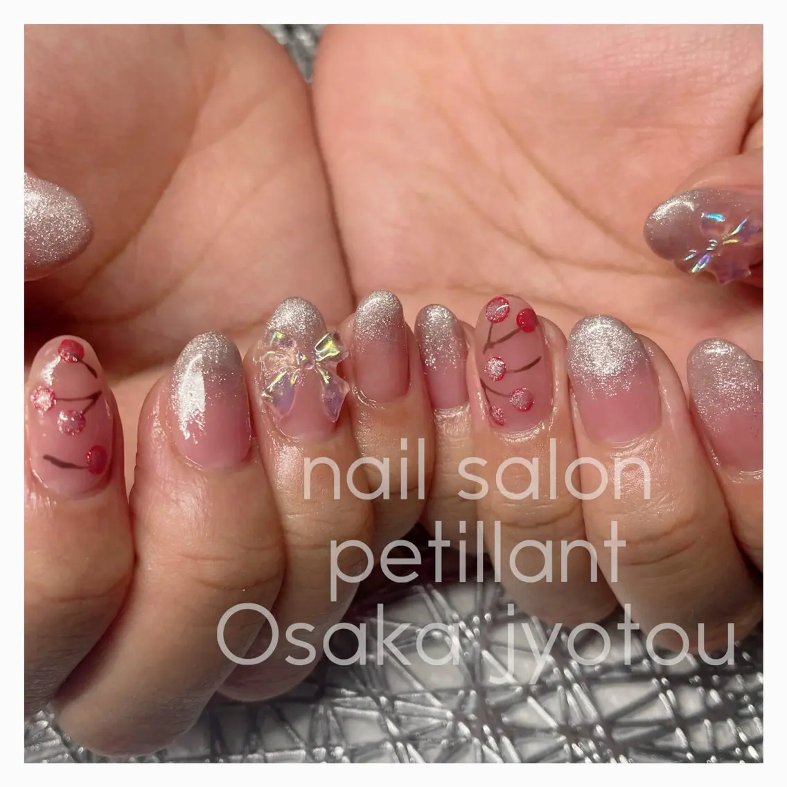 ネイル アートネイル リボン nail salon petillantのネイルデザイン