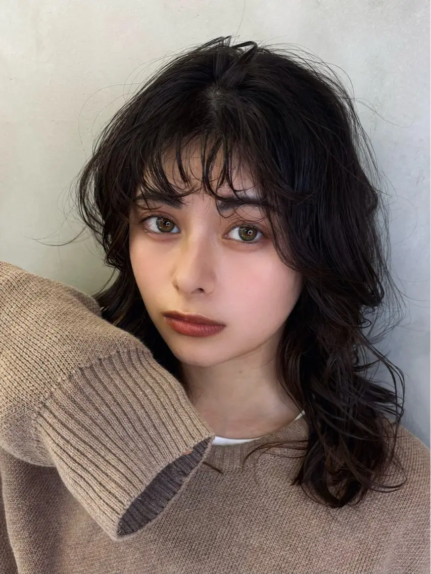ロング カラー パーマ 透明感カラー カット ヘアカラー まさとお洒落 色気個性ヘアのヘアスタイル