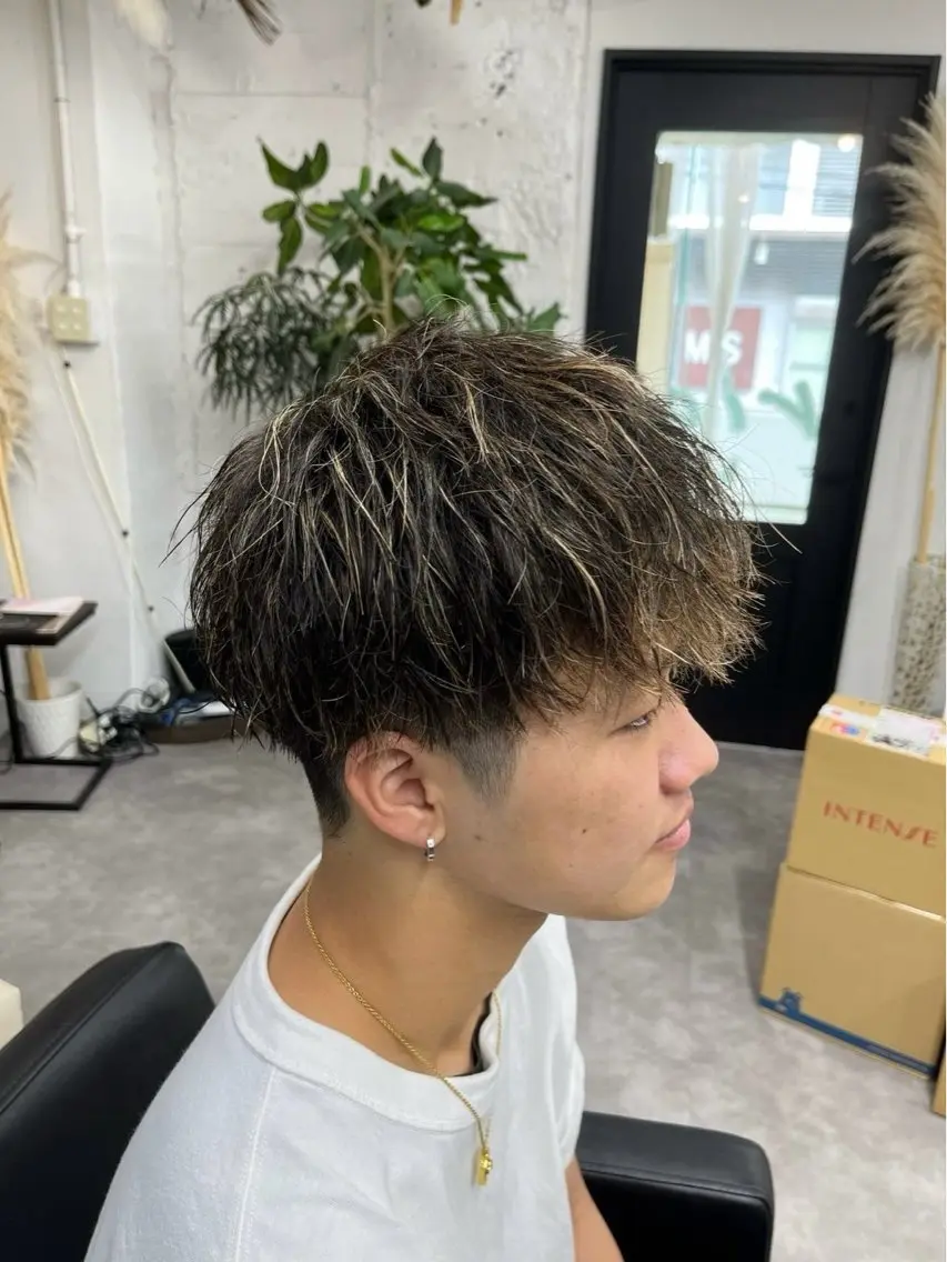パーマ メンズ カット パーマ 小島 希星のヘアスタイル