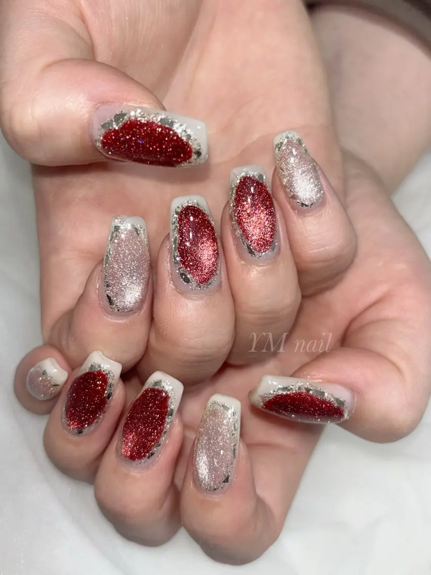 ネイル フラッシュネイル フラッシュマグ ジェルネイル キラキラネイル 韓国ネイル YM nailのネイルデザイン