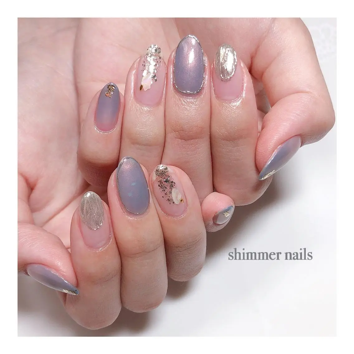 ネイル ブルー shimmer nailsのネイルデザイン