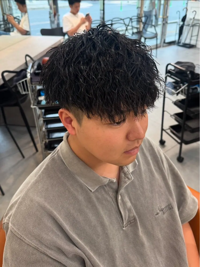 メンズ 京都メンズパーマ ピン|波巻きのヘアスタイル