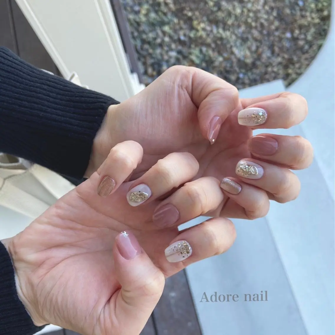 カラー パーマ ネイル マツエク・マツパ テラコッタ クリアネイル マグネットネイル ミラーネイル ニュアンスネイル Adore nailのネイルデザイン