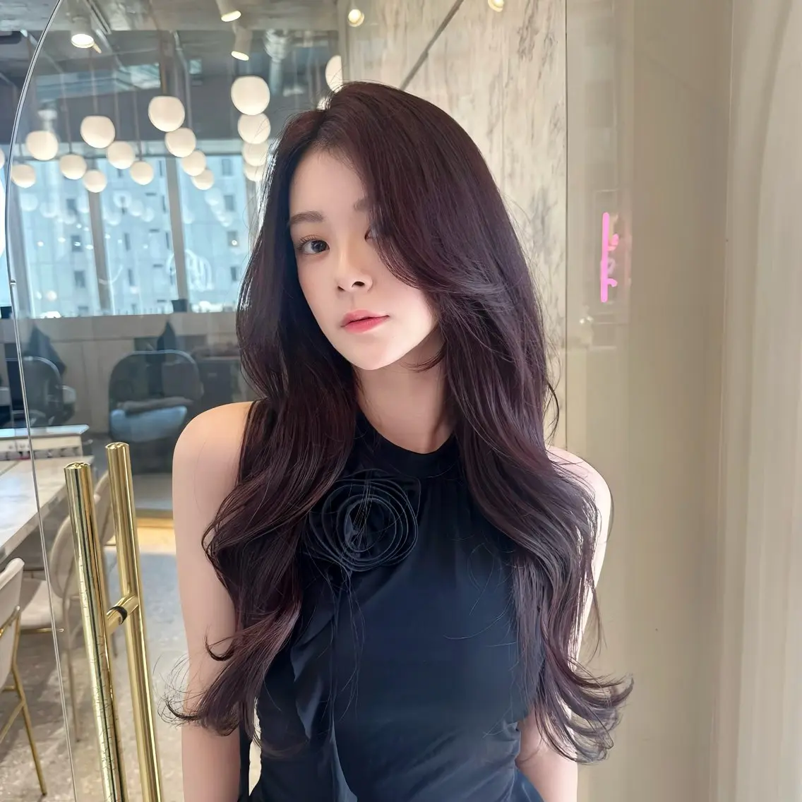 ロング カラー ラベンダーカラー 髪質改善 カット ヘアカラー トリートメント ヘッドスパ 髪質改善/韓国ヘア レイヤー/新宿/ロミのヘアスタイル