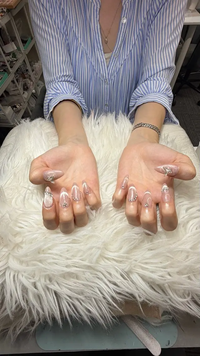 ネイル 長さ出し フレンチネイル グラデーション 韓国ネイル マグネットネイル ハンドネイル VB HEAVEN nailのネイルデザイン