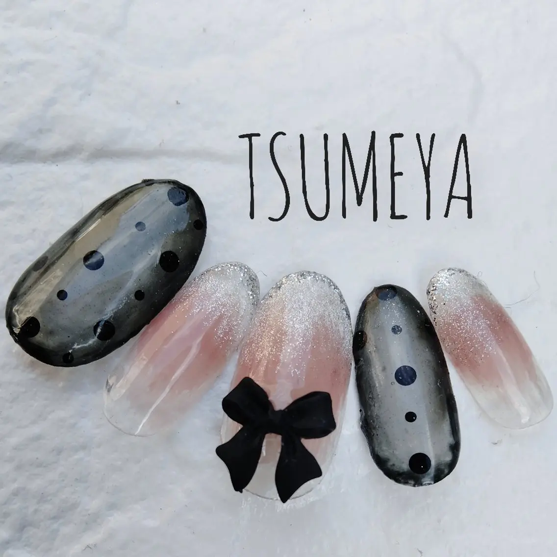 ネイル チークネイル リボン ハンドネイル _TSUMEYA _のネイルデザイン
