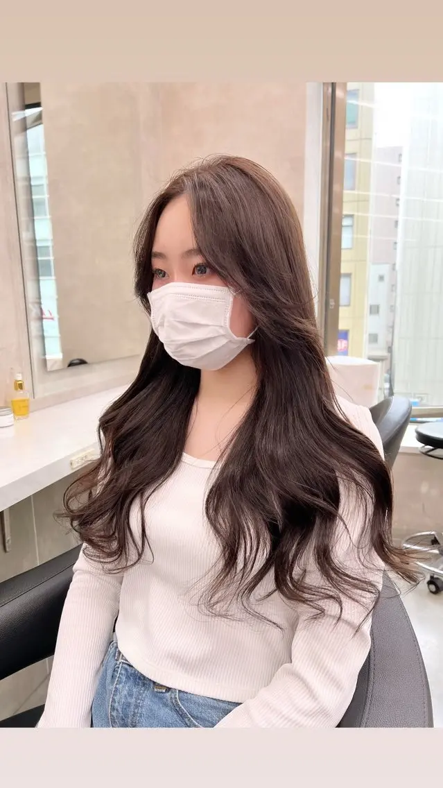 ロング カラー パーマ ヘアアレンジ メンズ 上品＆韓国風 🥀海心🥀のヘアスタイル