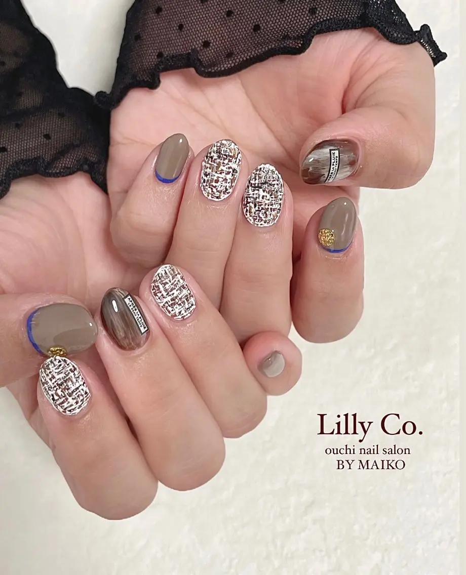 ネイル ツイードネイル ハンドネイル ハンドケア Lilly Co.のネイルデザイン