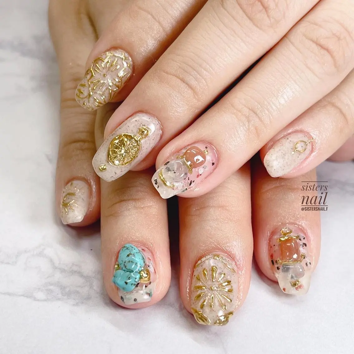 ネイル アートネイル ニュアンスネイル 夏ネイル sisters nail.fのネイルデザイン