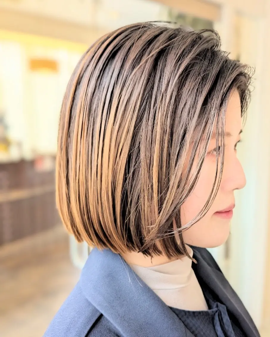ショート 切りっぱなしボブ ボブ 井上 真貴子のヘアスタイル
