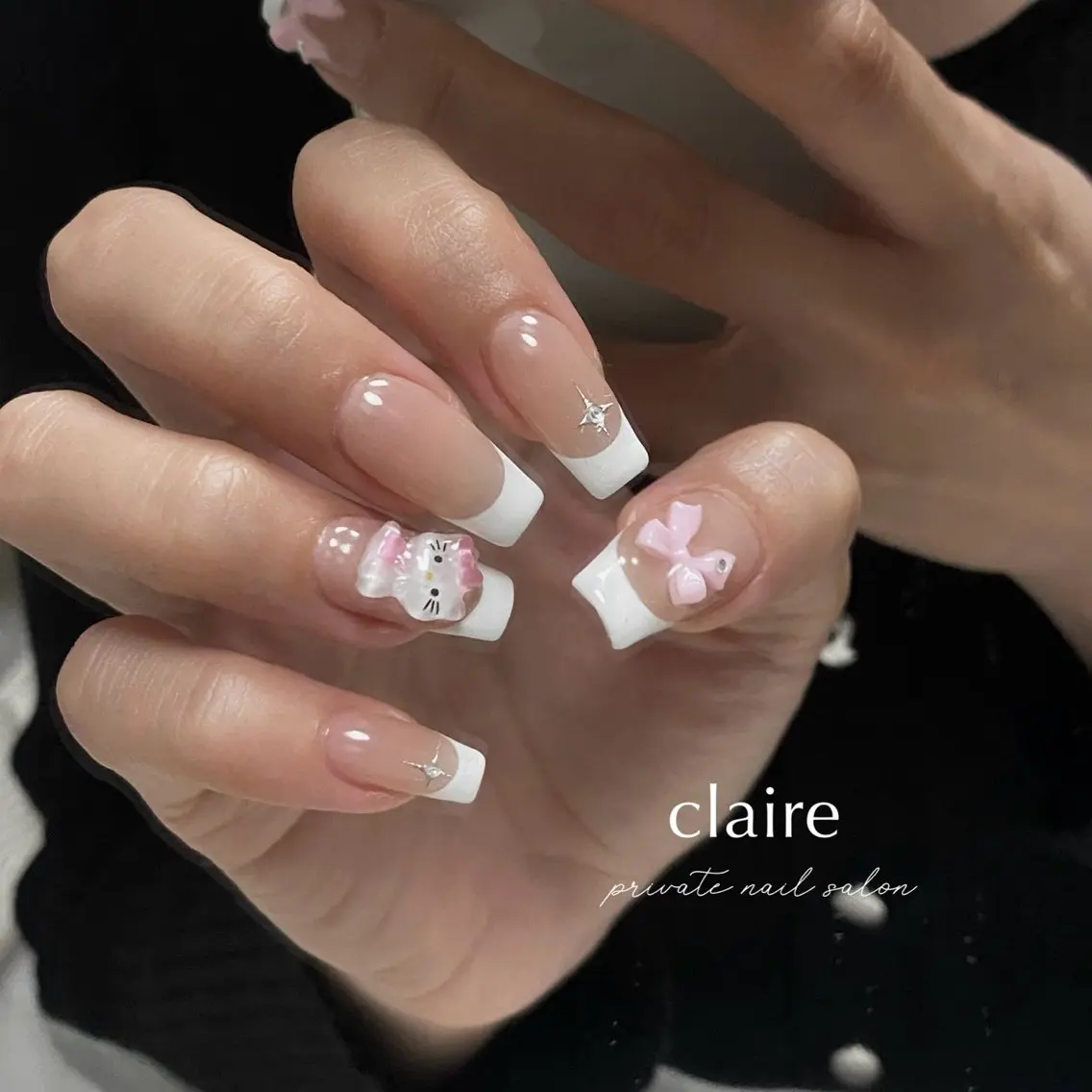 ネイル リボン ハンドネイル claire_ rie.のネイルデザイン