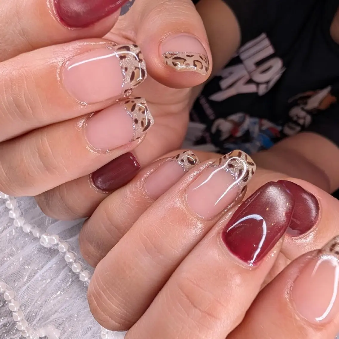 ネイル ボルドー フレンチネイル ハンドネイル 中田 巴菜のネイルデザイン