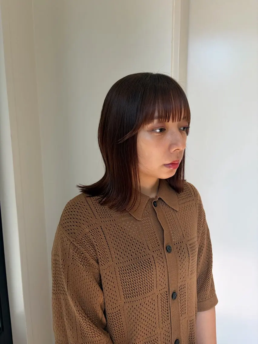 ミディアム カラー ボブ 伸ばしかけ 長めボブ 結衣/ 無料カットモデル🎀のヘアスタイル