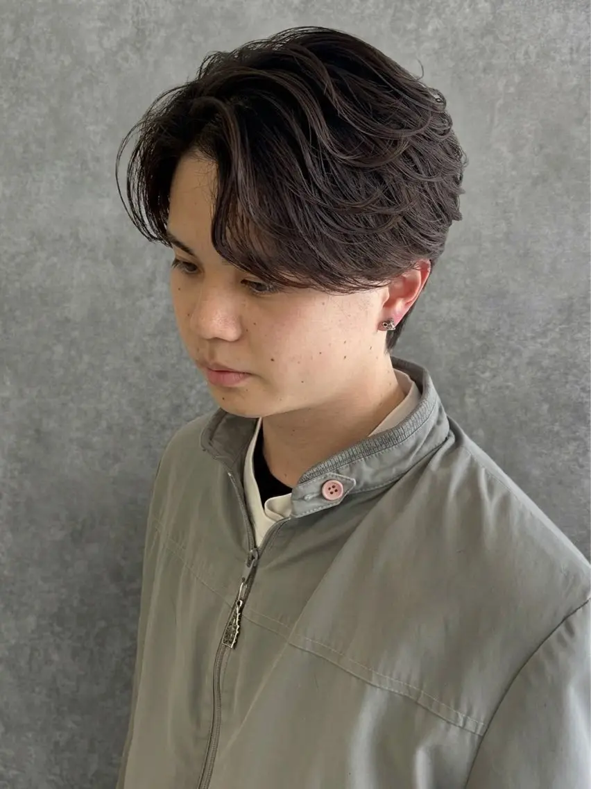 ミディアム パーマ メンズ カット パーマ 小塚 悠雅のヘアスタイル