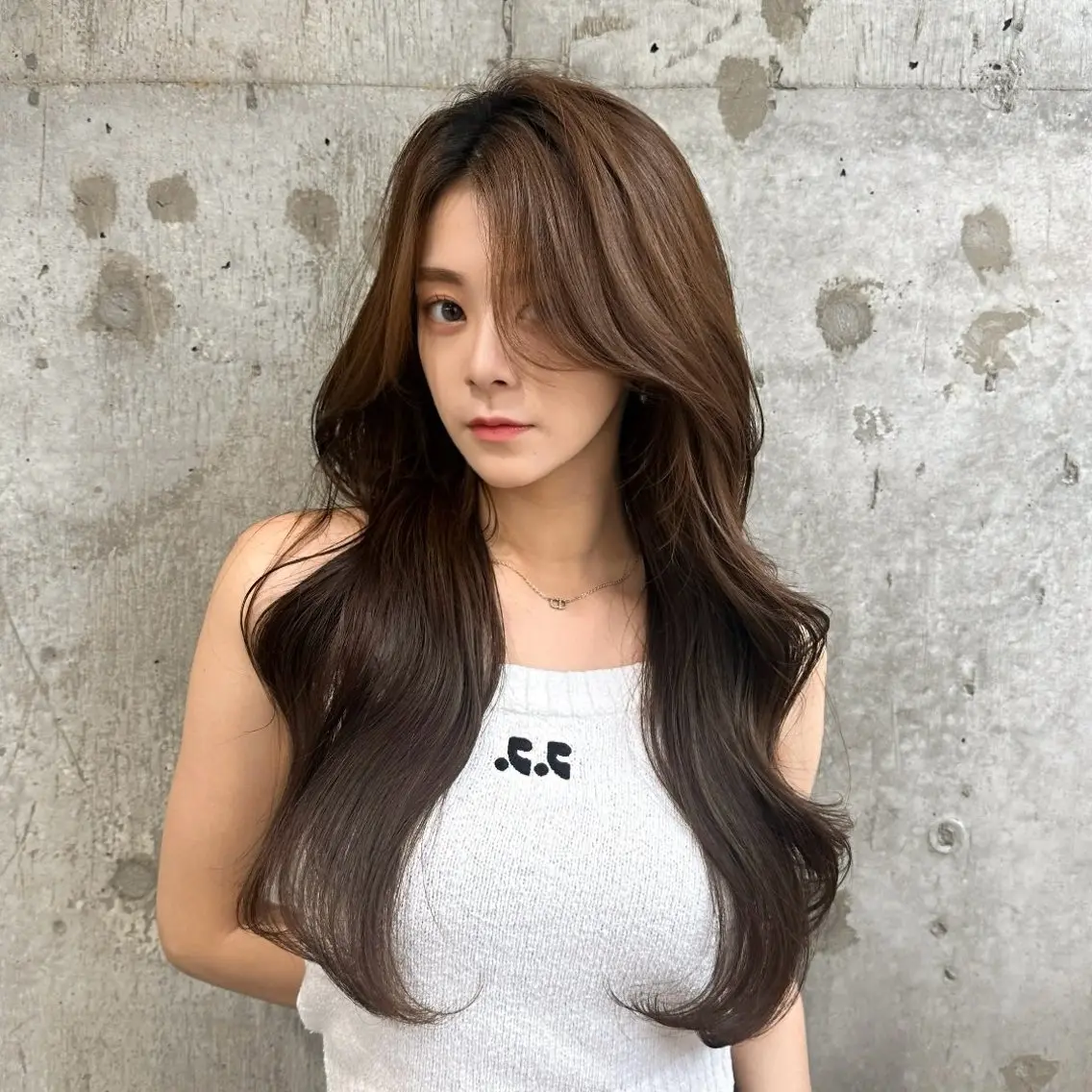 ロング カラー グレージュ 髪質改善 韓国風ヘア カット ヘアカラー トリートメント ヘッドスパ 髪質改善/韓国ヘア レイヤー/新宿/ロミのヘアスタイル