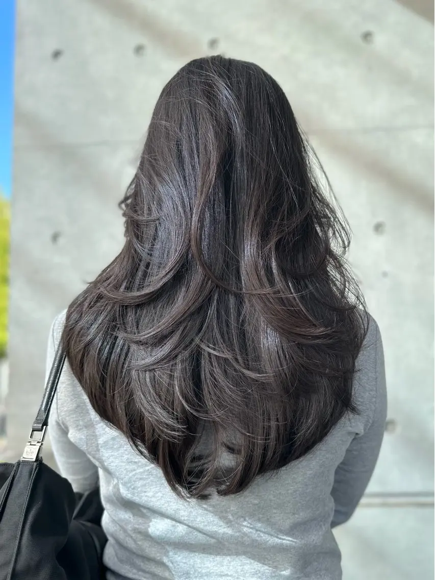 ロング カラー グレージュ レイヤーカット カット ヘアカラー トリートメント 上品な大人レイヤー 🍀渋谷🍀濱口敬太のヘアスタイル
