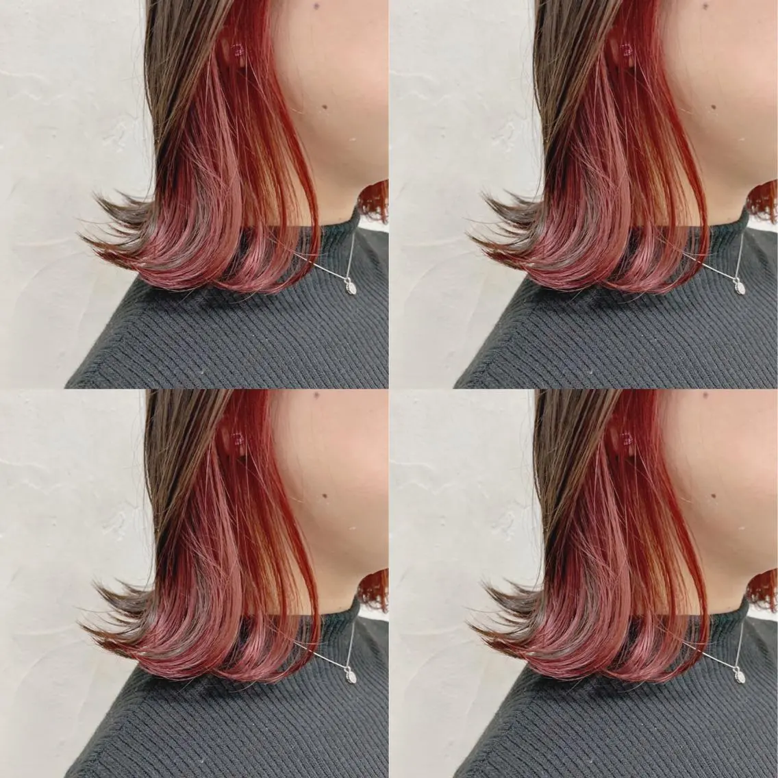 ミディアム カラー デザインカラー インナーカラー レッドカラー トリートメント /カラー/NAOKIのヘアスタイル