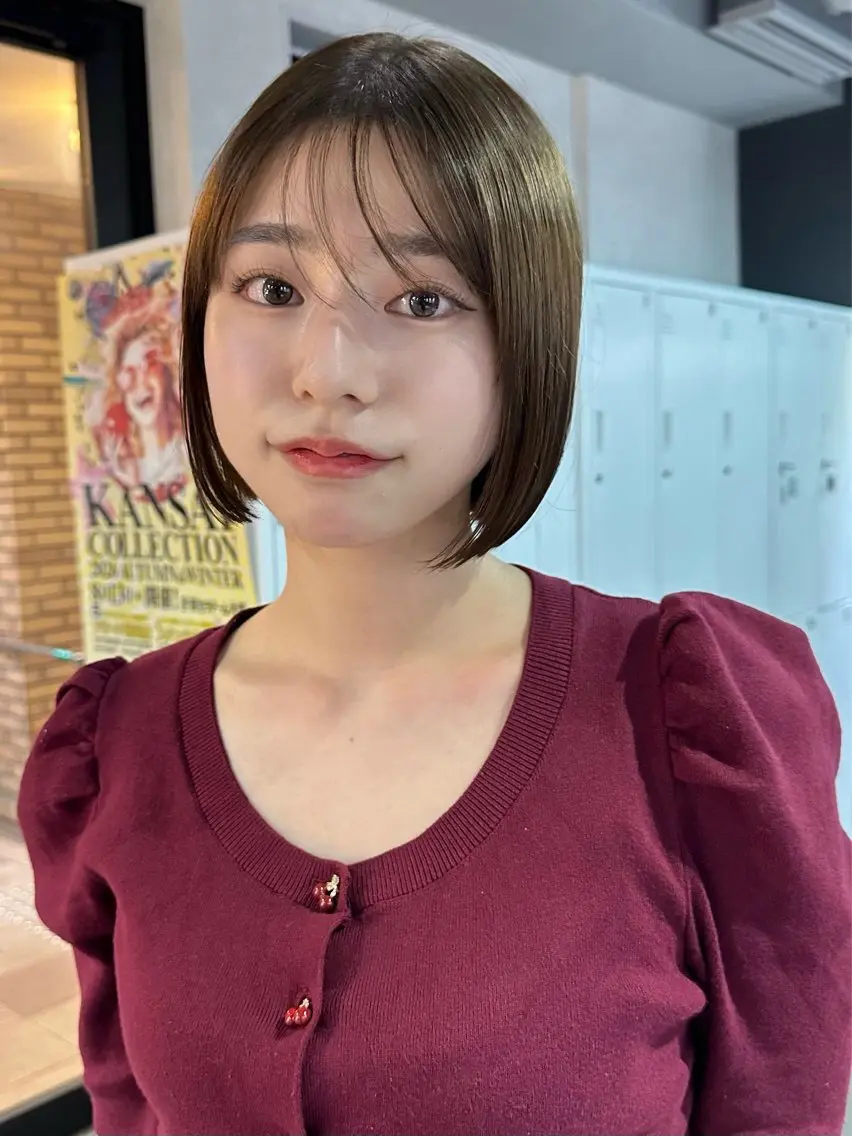ショート カラー ボブ 髪質改善 縮毛矯正 カット ヘアカラー トリートメント 縮毛矯正×ボブ職人 【圧倒的朝楽ボブ】のヘアスタイル