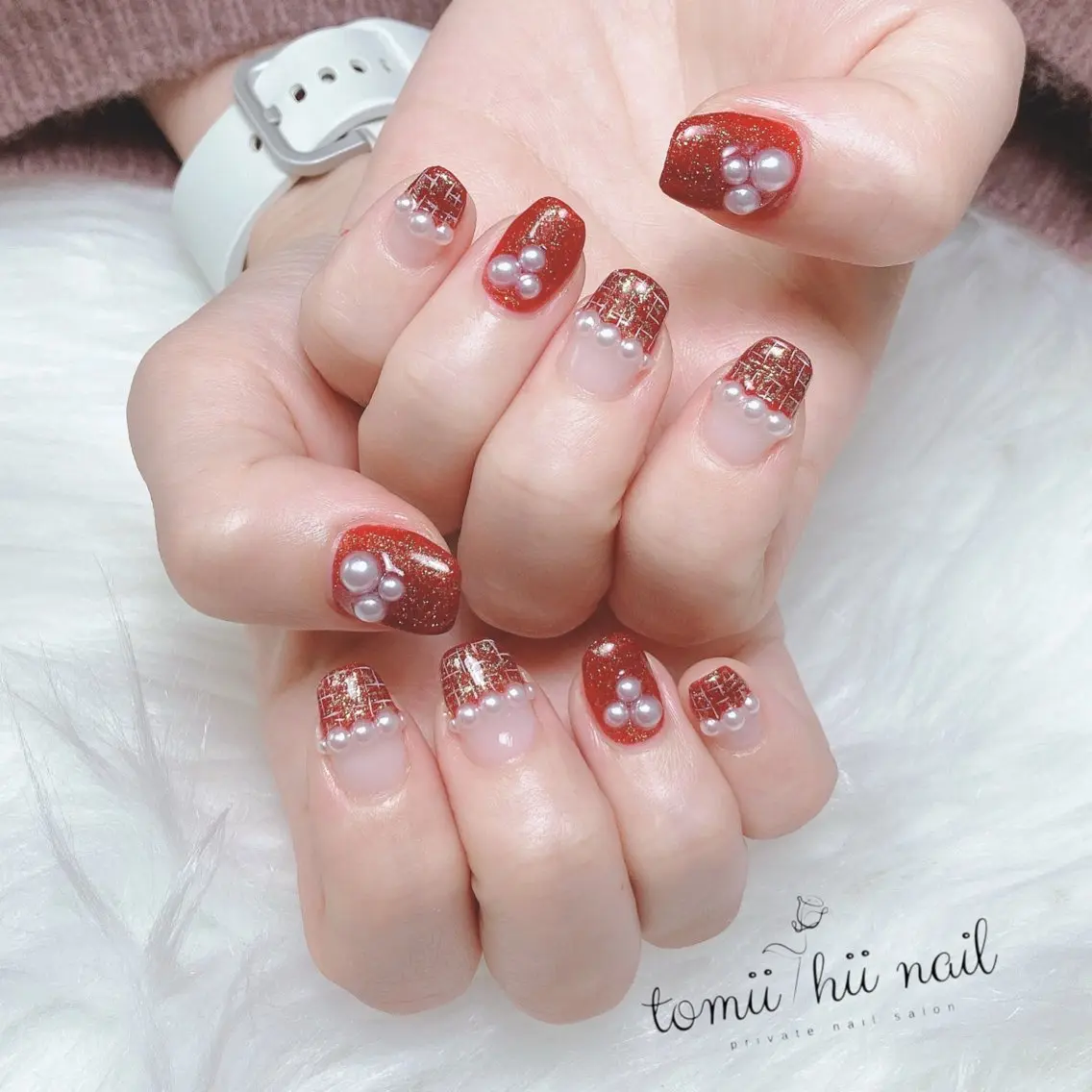 ネイル フラッシュネイル ツイードネイル ハンドネイル tomii-hii -nailのその他イメージ