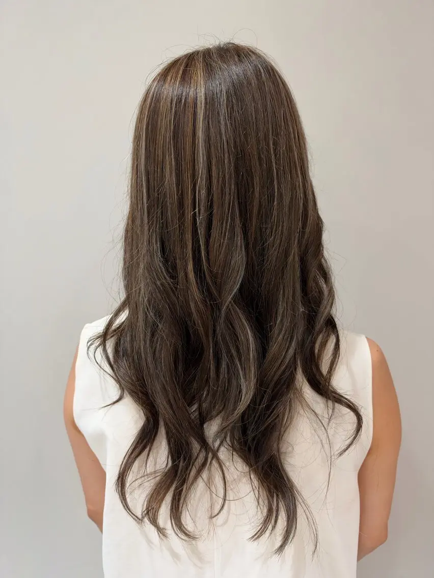 ロング ハイライト カット ヘアカラー 松尾 怜奈のヘアスタイル