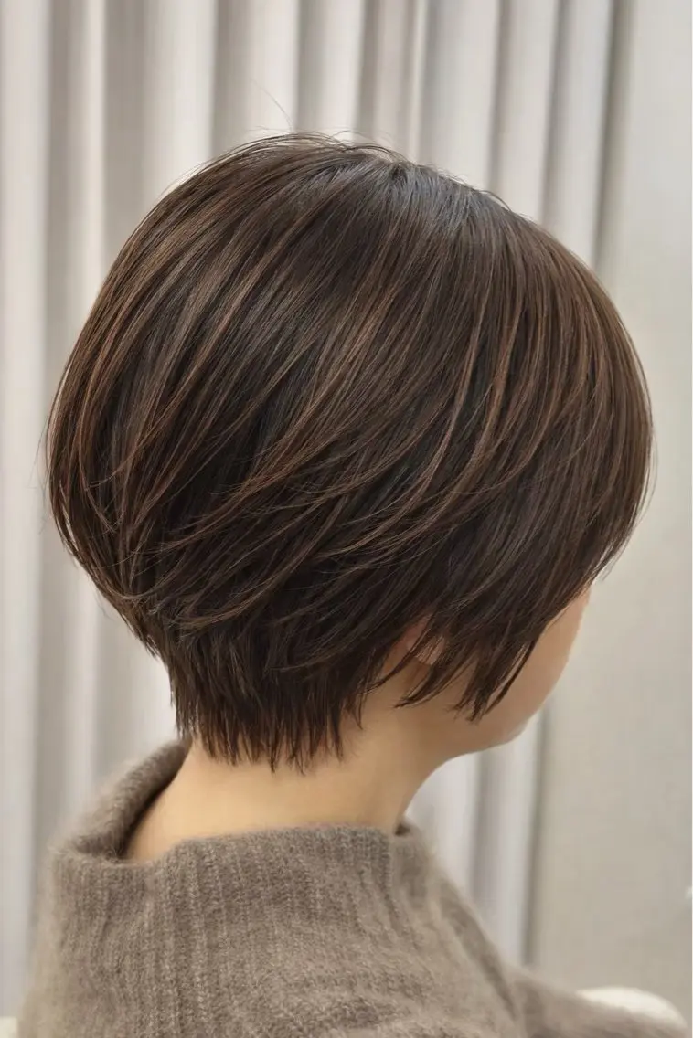 ショート カット センターパート 韓国ヘア・綾也のヘアスタイル