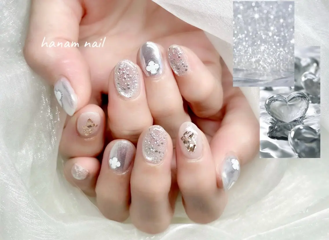 ネイル ハンドネイル hanam nail 🌿🩵ハナムネイルのネイルデザイン