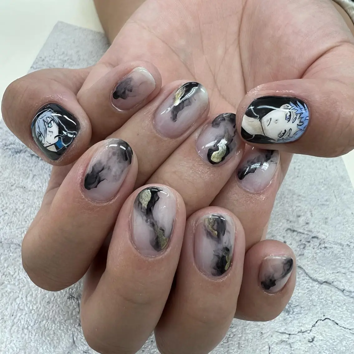 ネイル ブルー ニュアンスネイル ハンドネイル RandS NAIL sumireのネイルデザイン